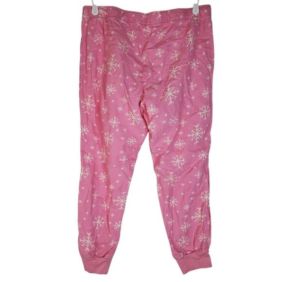 Old Navy Snowflake Elastic Waistband 100% Cotton Jogger Pajama Pants Pink Medium - Picture 4 of 13